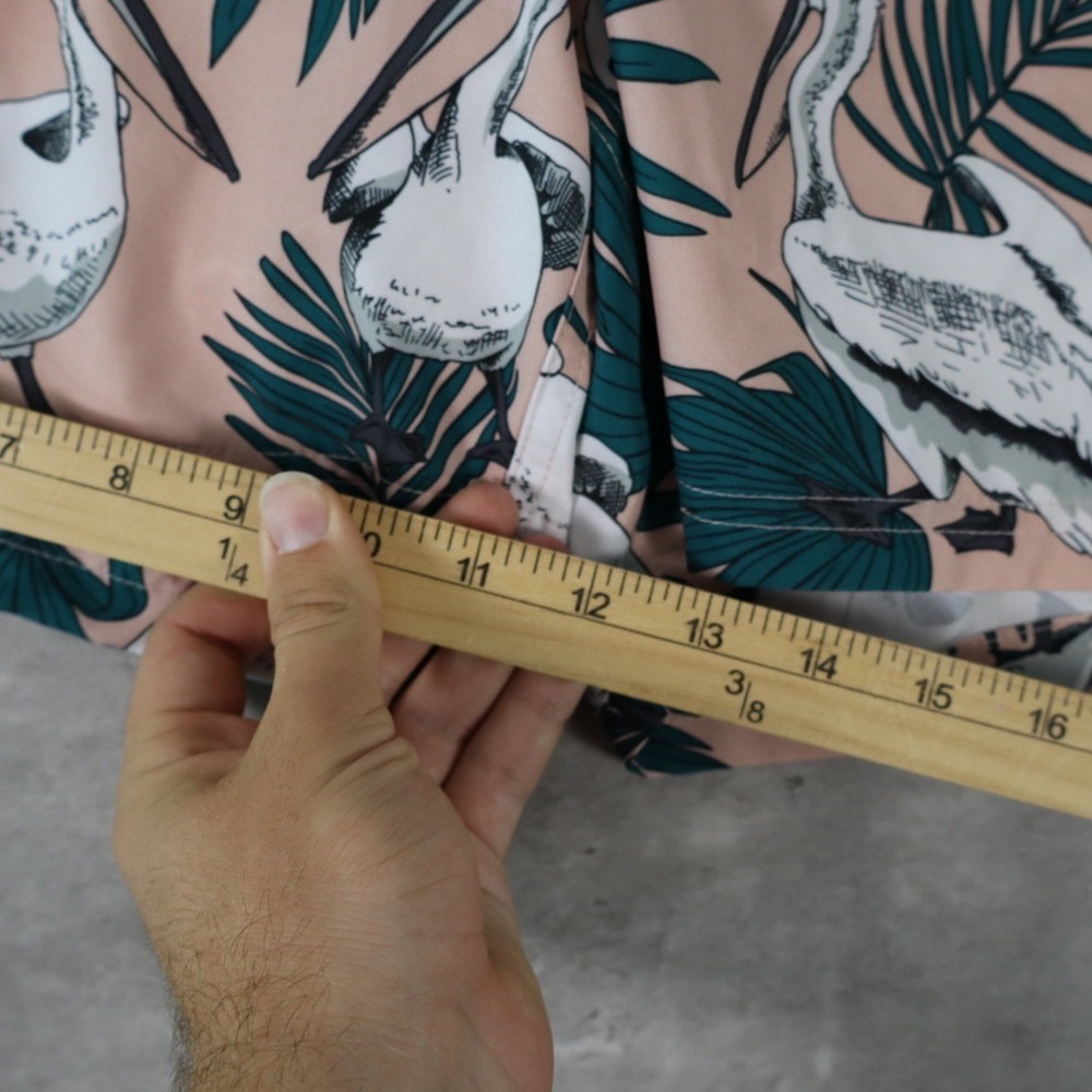 George Pelican Print Swim Trunks S 28-30 Pink Tropical Beach Shorts - Picture 6 of 8